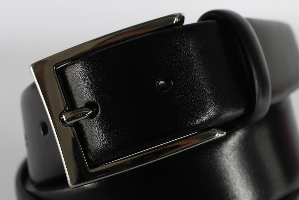 Black Dress Belt, Steel Buckle