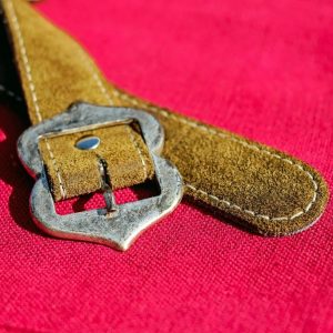 Olive Suede Belt, Shield Buckle