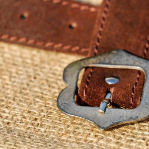 Brown Suede Belt, Scalloped Buckle