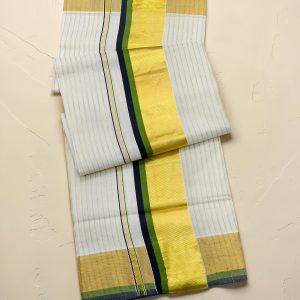 Colour Stripe Kasavu Cotton