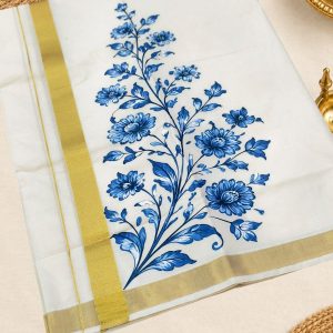Blue Floral Print Dhoti