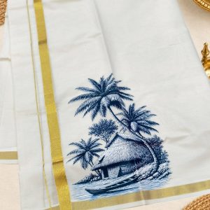 Coconut Grove Houseboat Print Dhoti