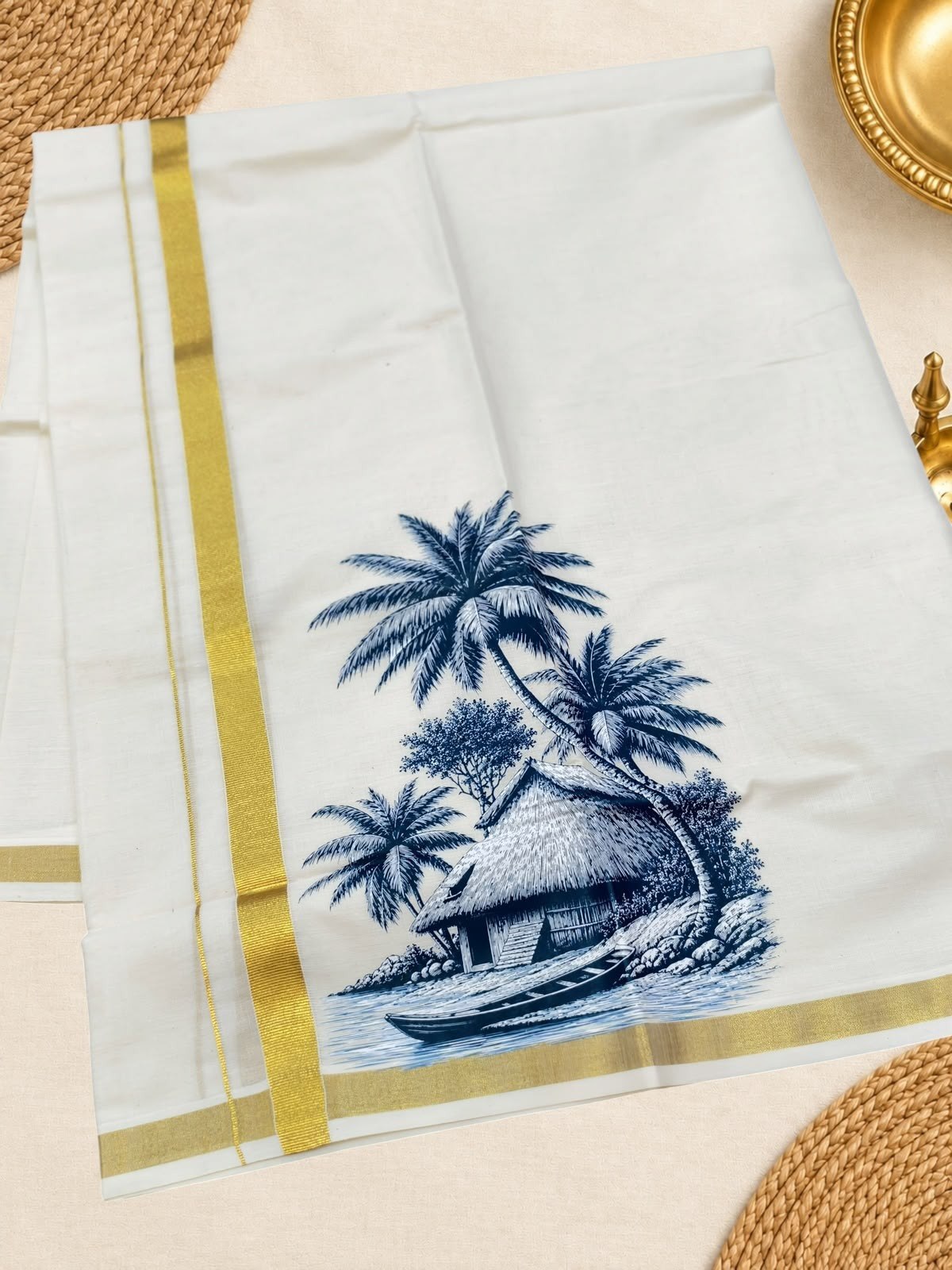 Coconut Grove Houseboat Print Dhoti