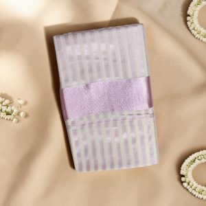 Tissue Stripe Set Saree in Soft Lilac