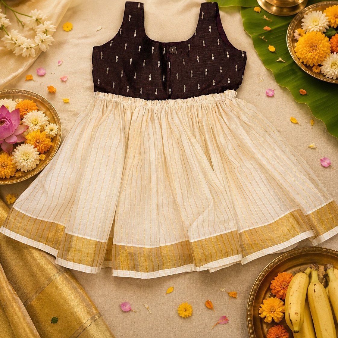 Black Yoke Gold-Hem Frock — view 2