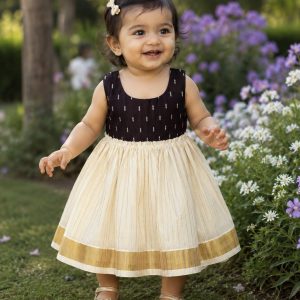 Black Yoke Gold-Hem Frock