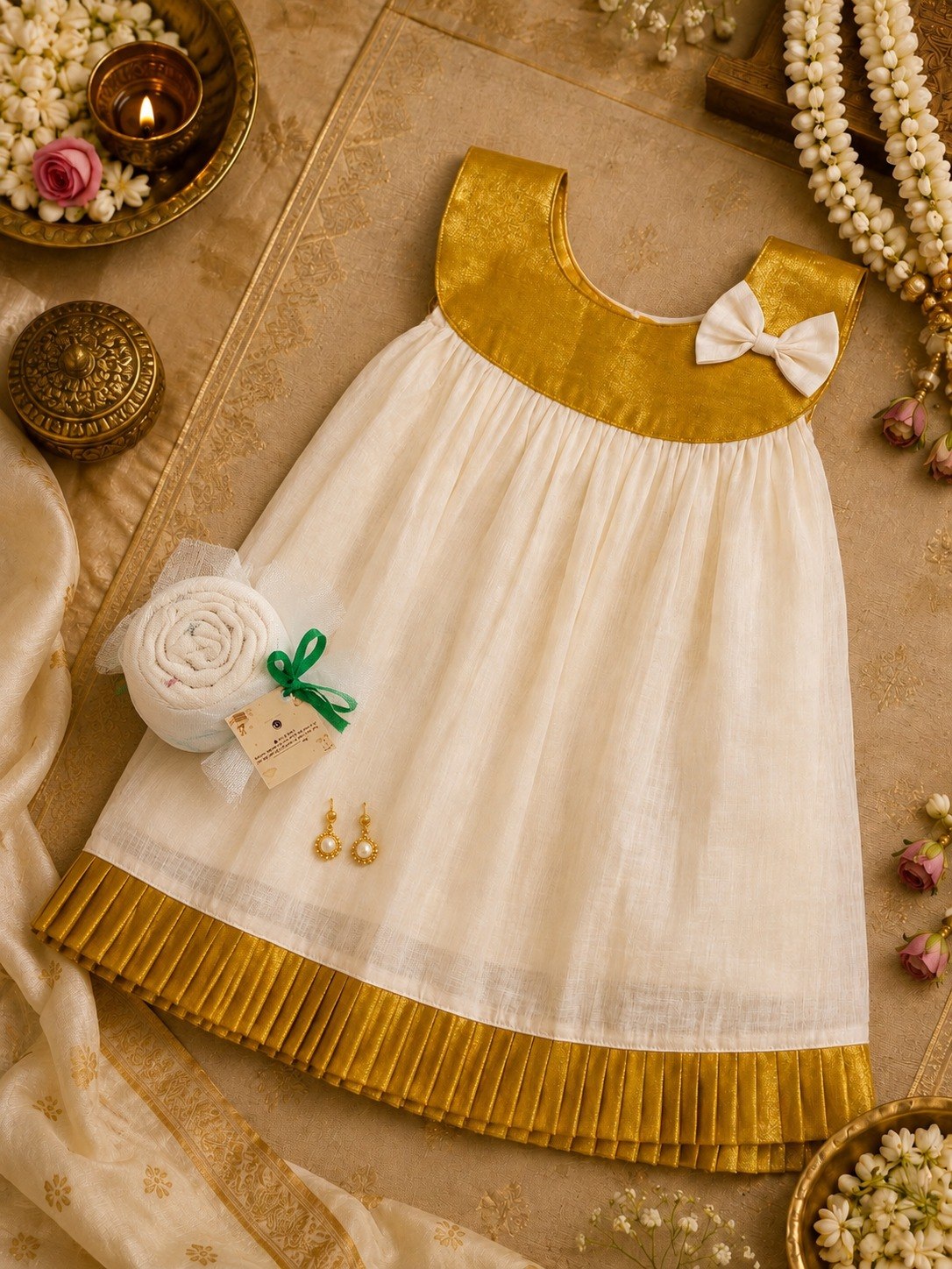 Gold Yoke Baby Frock — view 2
