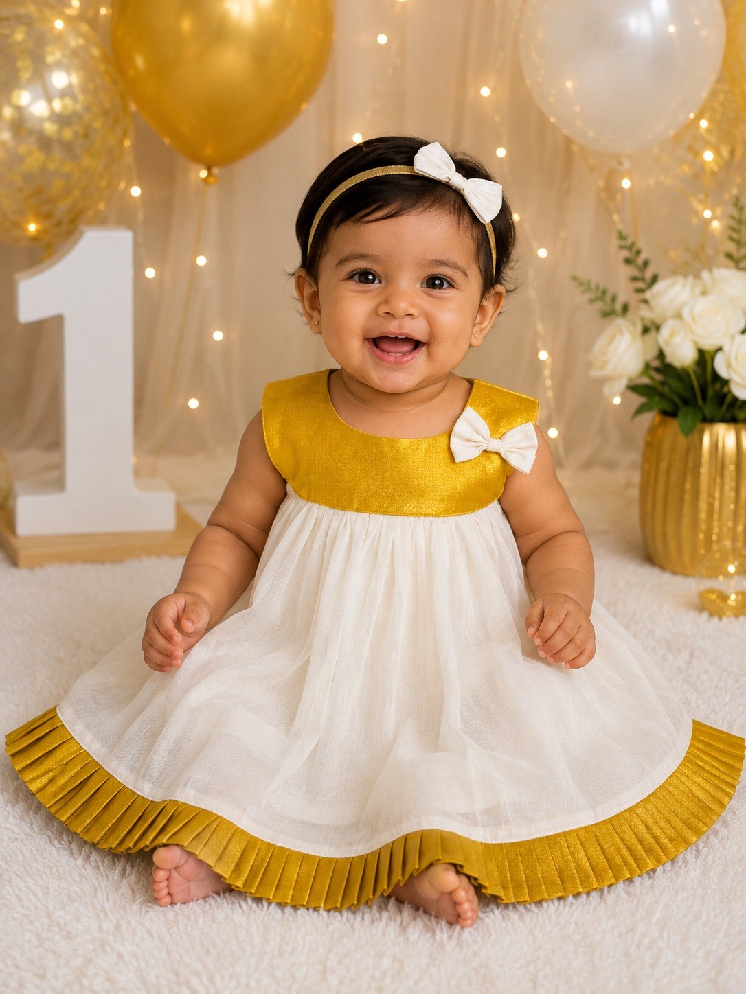 Gold Yoke Baby Frock — view 3
