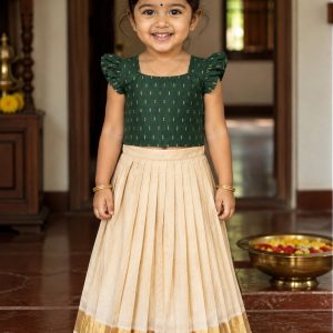Green Blouse Pleated Skirt Set