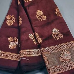 Gold Daisy Butta Saree with Floral Panel Border