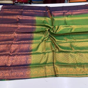 Green and Purple Brocade Silk Saree