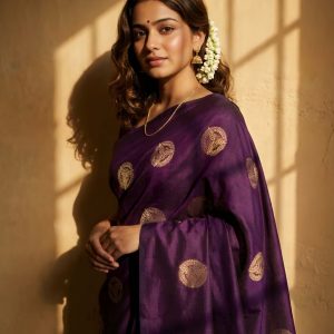 Purple Gold Medallion Saree