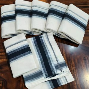 Black and Grey Silver-Edge Handloom Set Mundu