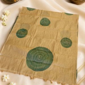 Mustard Circle Print Set Mundu