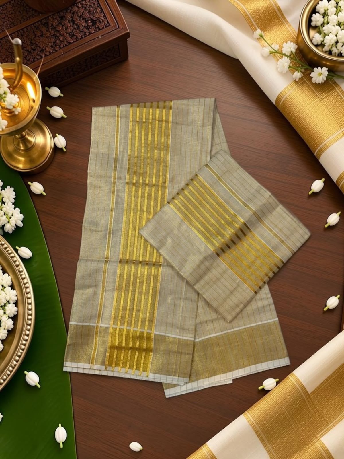 Tissue Gold Band Set Mundu — view 3