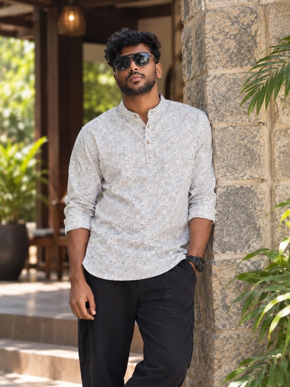Ivory Vine Henley Shirt