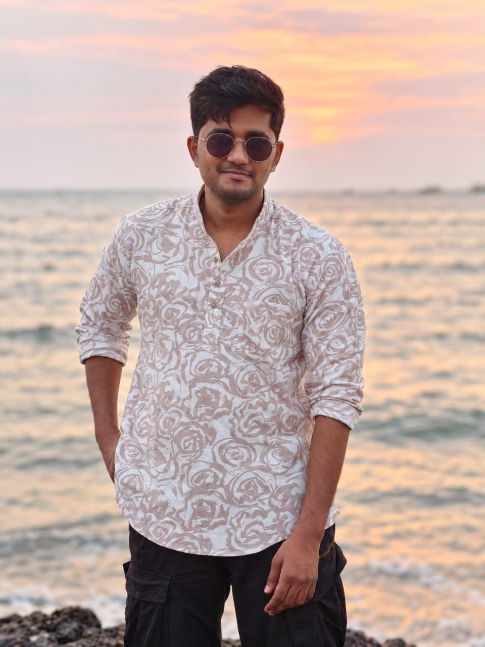 Sand Rose Half-Placket Shirt